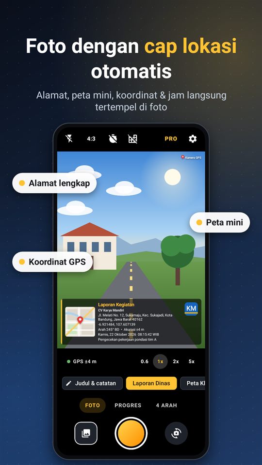 Foto dengan cap lokasi otomatis