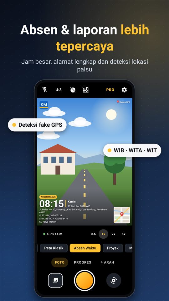 Template absen dan deteksi lokasi palsu