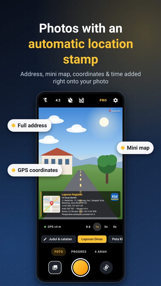 Photos with automatic location stamps