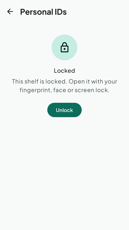 Personal IDs shelf locked with your fingerprint